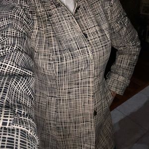 Ann Taylor Loft Tan/Black Button-up Mid-Length Coat
